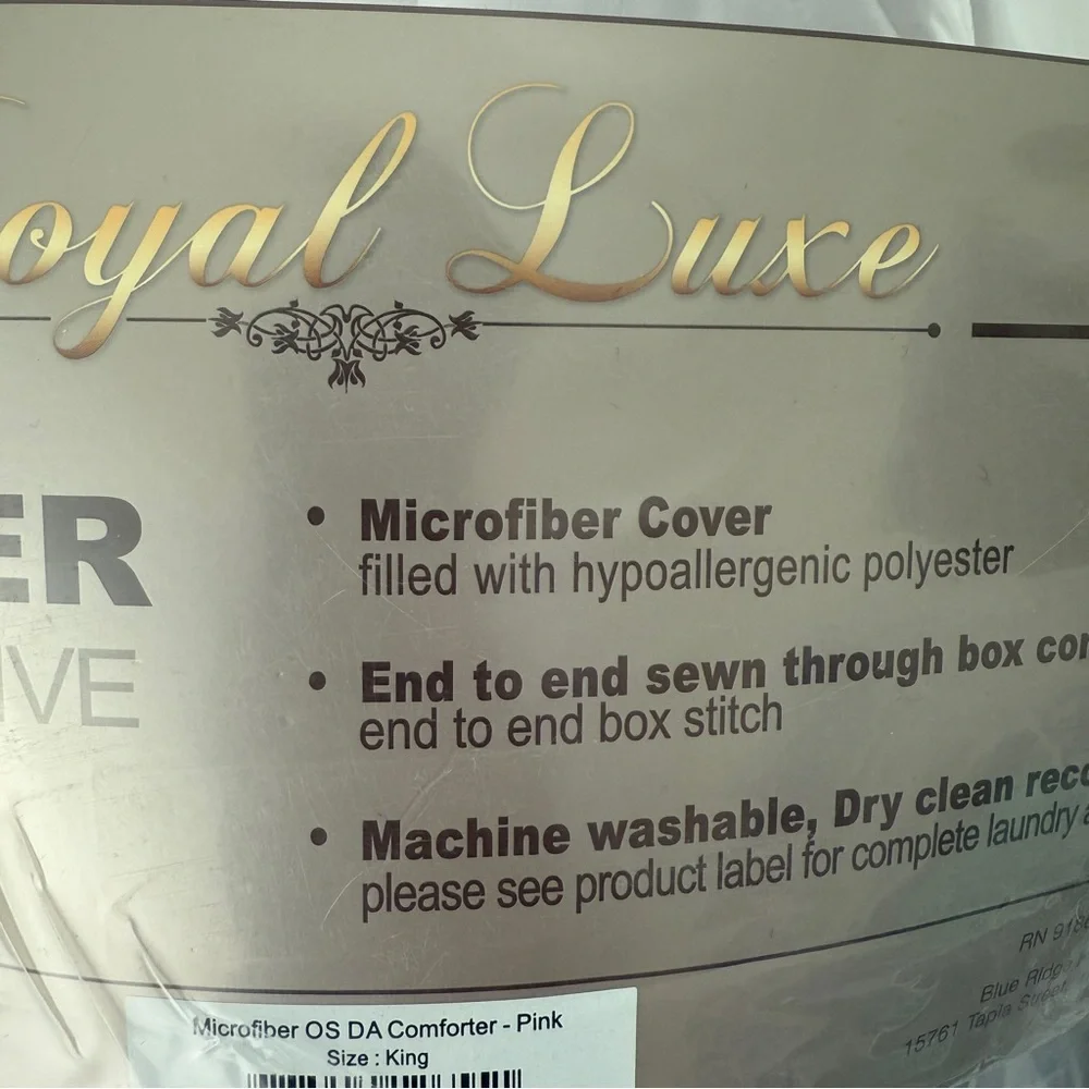 🆕 Royal Luxe King Size Microfiber Down Alternative Comforter 🌸 Light Pink –🌸NWT